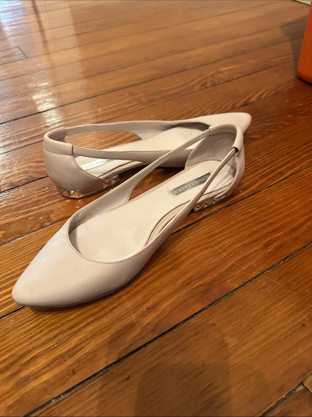 BCBGMaxAzria Blush Pointed Slingback Flats with Studded Heel